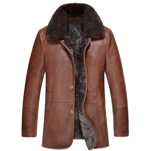 2017 Winter Brand New Genuine Leather Thick Warm Wool Liner Men's Suede cowkin and sheepskin Leather Coat Winter Leather Jacket