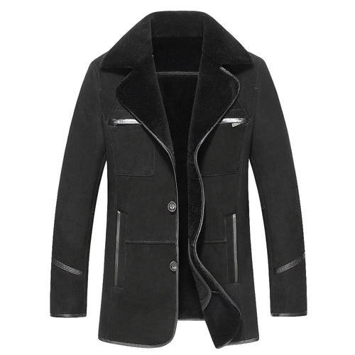 Russian Winter Thick Leather Garment Business Casual Leather Jacket Lapel Cashmere Lined High Quality Warm leather Coat Big size