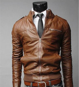 new arrive brand motorcycle leather jackets men,mens PU leather jacket jaqueta de couro masculina slim leather jacket
