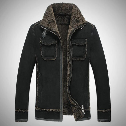 2017 New Genuine Natural Sheepskin Men Coats Warm Wool Motorcycle Snow Hip Hop Jacket G0008