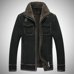 2017 New Genuine Natural Sheepskin Men Coats Warm Wool Motorcycle Snow Hip Hop Jacket G0008
