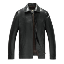 2017 new genuine leather men 's single leather lapel business sheep leather men' s leather jacket