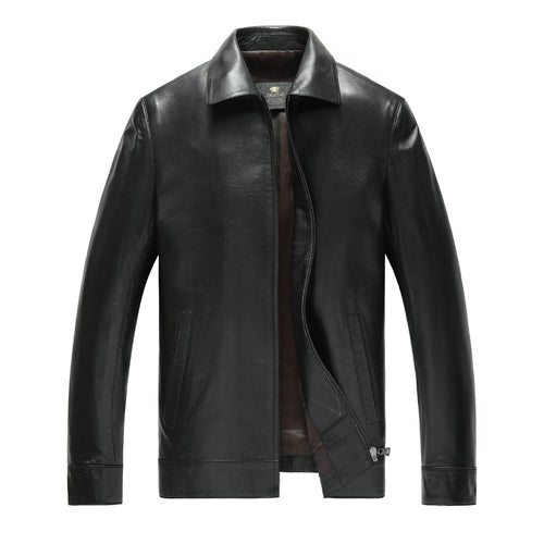 2017 new genuine leather men 's single leather lapel business sheep leather men' s leather jacket
