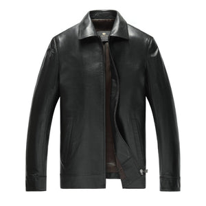 2017 new genuine leather men 's single leather lapel business sheep leather men' s leather jacket