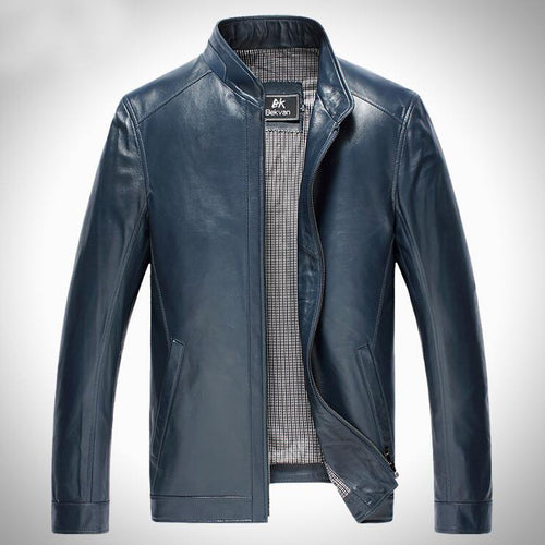 2017 New Men's Slim Genuine Leather Natural Sheepskin Jacket  Fashion Casual Designer Brand O-neck Jackets G0006