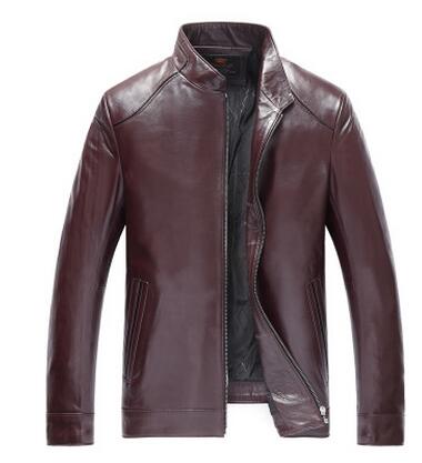 100% genuine leather jacket men red soft sheepskin  jacket  fashion genunie leather jacket/coat men