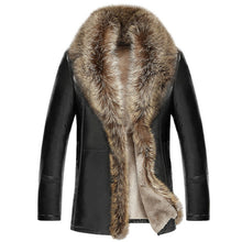 Men's Leather Jacket Lambs Wool Genuine Leather Jacket Male Thick Raccoon Fur Collar Jaqueta Couro Masculino Plus Size  MZ1105