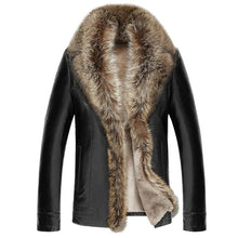 Men's Leather Jacket Lambs Wool Genuine Leather Jacket Male Thick Raccoon Fur Collar Jaqueta Couro Masculino Plus Size  MZ1105