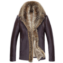 Men's Leather Jacket Lambs Wool Genuine Leather Jacket Male Thick Raccoon Fur Collar Jaqueta Couro Masculino Plus Size  MZ1105