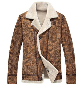 Men's Brand luxury fur leather Jacket Man Fur Winter coat warm Leather Outwear New 2017 Fashion
