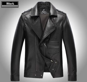 2017 New Men Zipper Motorcycle Jacket Fashion Casual Genuine Leather Natural Sheepskin Jackets G0010