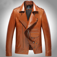 2017 New Men Zipper Motorcycle Jacket Fashion Casual Genuine Leather Natural Sheepskin Jackets G0010