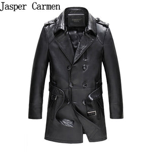 Free Shipping  Men's New Suit Sheep Leather Jacket Man Autumn and Winter  Mens Fashion Slim Length Medium Waist Leather Coat 717