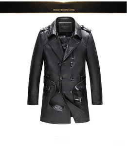 Free Shipping  Men's New Suit Sheep Leather Jacket Man Autumn and Winter  Mens Fashion Slim Length Medium Waist Leather Coat 717