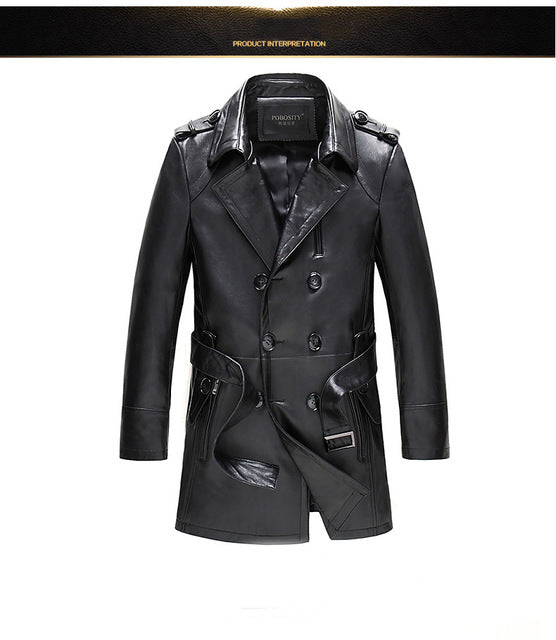 Free Shipping  Men's New Suit Sheep Leather Jacket Man Autumn and Winter  Mens Fashion Slim Length Medium Waist Leather Coat 717