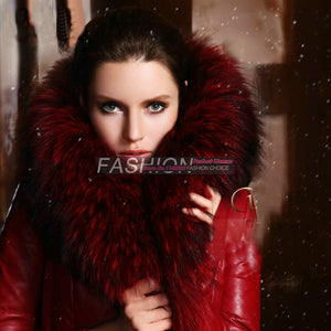 Free shipping  large raccoon fur collar female long thickening in down jacket coat  fashion women's warm genuine Leather coat