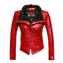 2017 New Fashion Women Winter Sheepskin + Sheep Fur Genuine Leather Jackets Lady Motorcycle Red Black Coat Outerwear Hot Sale