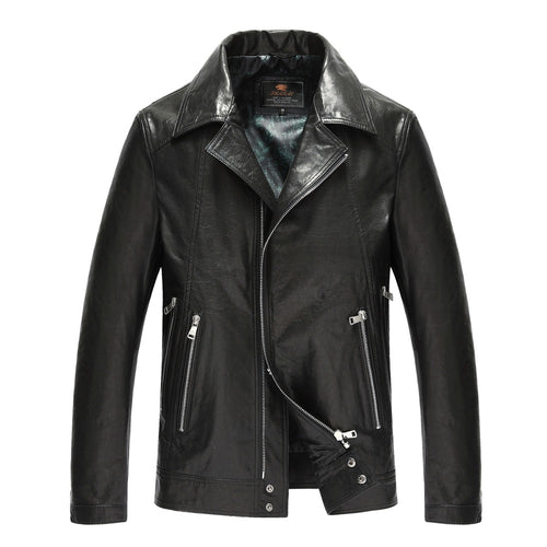 Fashion Motorcycle Leather Jacket genuine Leather Jacket Men 's Goat Leather Casual Leather