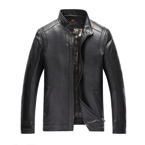 Brand Mens Genuine Leather Jackets 100% sheepskin Black M-4XL  Leather & Suede Men Genuine Leather Jaket Coats