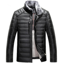 New real sheep leather men short style Slim stand collar leather down jacket male tide fashion outerwear solid color coat MZ1151