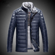 New real sheep leather men short style Slim stand collar leather down jacket male tide fashion outerwear solid color coat MZ1151