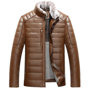 New real sheep leather men short style Slim stand collar leather down jacket male tide fashion outerwear solid color coat MZ1151