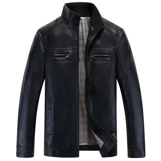 2015 Winter Fashion Men Leather Jacket Plus Size M-3XL Casual Snow Winter Warm Leather Coats F1520
