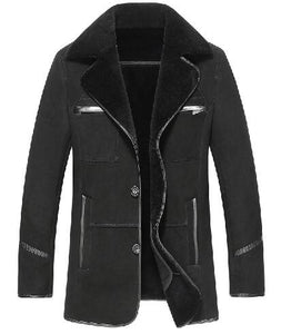 Russian Winter Thick Leather Garment Business Casual Leather Jacket Lapel Cashmere Lined High Quality Warm leather Coat Big size