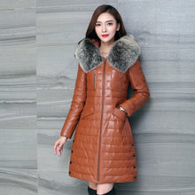 Luxury Genuine Sheepskin Leather Suede Down Parkas Coat Jacket Fox Fur Hoody Autumn Winter Women Warm Outerwear Coats