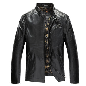 Brand Mens Genuine Leather Jackets 100% Goatskin Black M-4XL Spring Leather & Suede Men Genuine Leather Jaket Coats