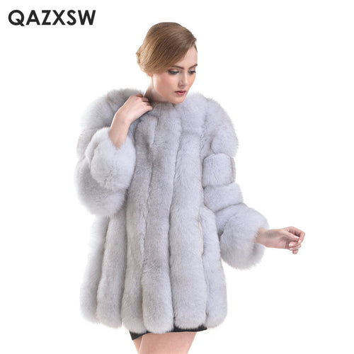 Plus Size M-5XL Women Winter 2017 New Parkas Fashion Natural Genuine Leather Fox Fur Jacket Bridal Full skin Fox Fur Coat LH340