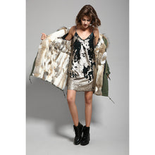 fur collar hooded long coat parka