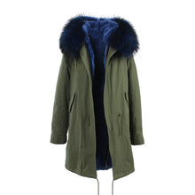 fur collar hooded long coat parka