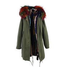 fur collar hooded long coat parka