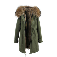 fur collar hooded long coat parka