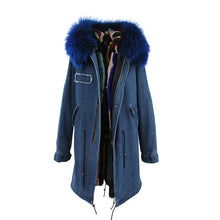 fur collar hooded long coat parka