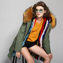 fur collar hooded long coat parka