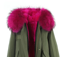 fur collar hooded long coat parka