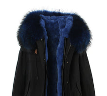 fur collar hooded long coat parka