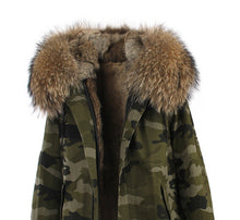 fur collar hooded long coat parka