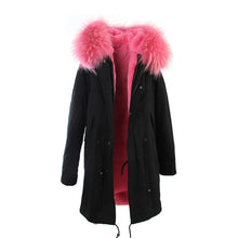 raccoon fur hooded coat parkas