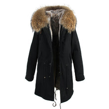 raccoon fur hooded coat parkas