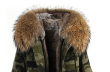 raccoon fur hooded coat parkas