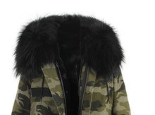 raccoon fur hooded coat parkas