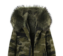 raccoon fur hooded coat parkas