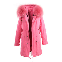 raccoon fur hooded coat parkas