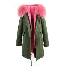 raccoon fur hooded coat parkas