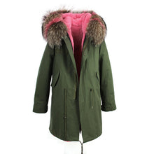 raccoon fur hooded coat parkas