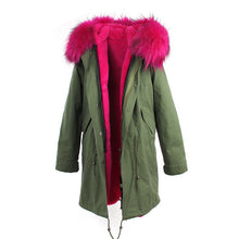 raccoon fur hooded coat parkas