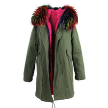 raccoon fur hooded coat parkas
